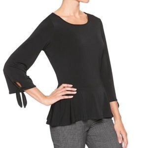 Banana republic peplum top with tie sleeves
